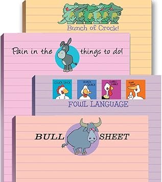 61Ta9tfAdnL._AC_SY355_.jpg Stonehouse Collection Funny Notepads - Assorted Pack of 4 Note Pads - Funny Office Gifts for Coworkers, Women & Men - Made in USA Note Pad, 4.25 x 5.5 Inch Each - Cute Notepad & Fun Office Supplies