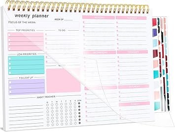 71Ynx5L8xUL._AC_SY355_.jpg Weekly To Do List Notepad, 8.5''x11'' Weekly Desk Planners with 52 Tear Off Sheets Undated Planner Habit Tracker & Productivity Organizer for Home and Work, Pink