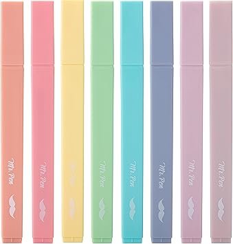 71dCCjP8MyL._AC_SX355_.jpg Mr. Pen- Aesthetic Cute Pastel Highlighters Set, 8 pcs, Chisel Tip, Candy Colors, No Bleed Bible Assorted Colors